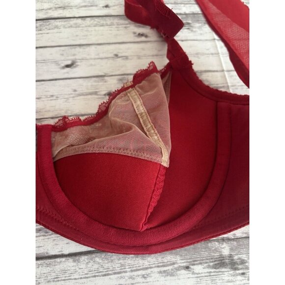 Casique Women's Brocade Satin And Lace Underwire Bra Size 44C Red No Padding - Picture 6 of 9